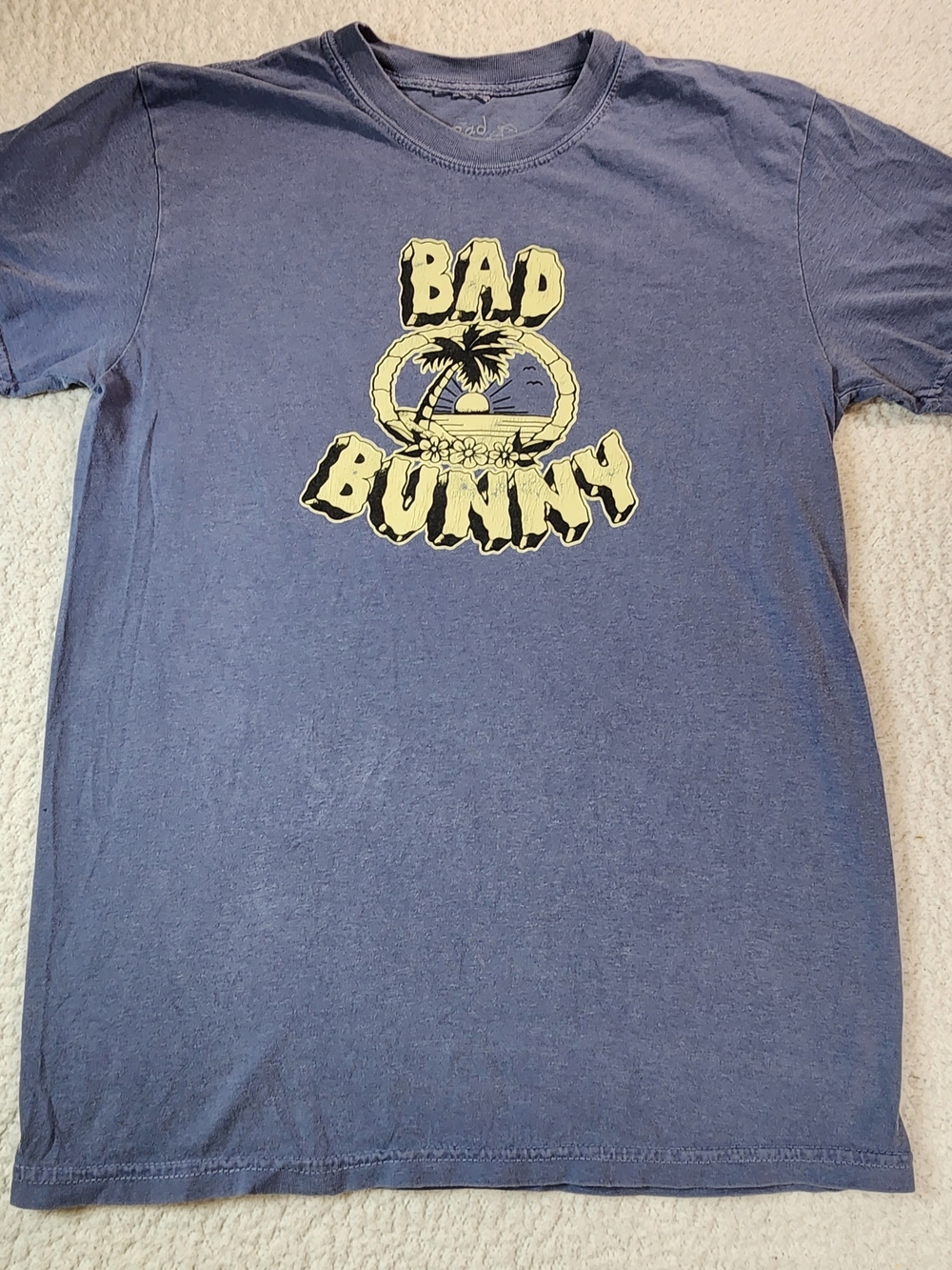 Bad Bunny Graphic Tee — Blue Short Sleeve Women’s Top
